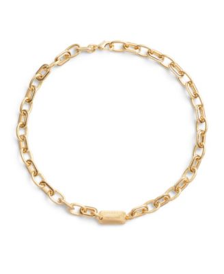 COACH Gold-Tone Signature Stitched Chain Collar Necklace - Macy's
