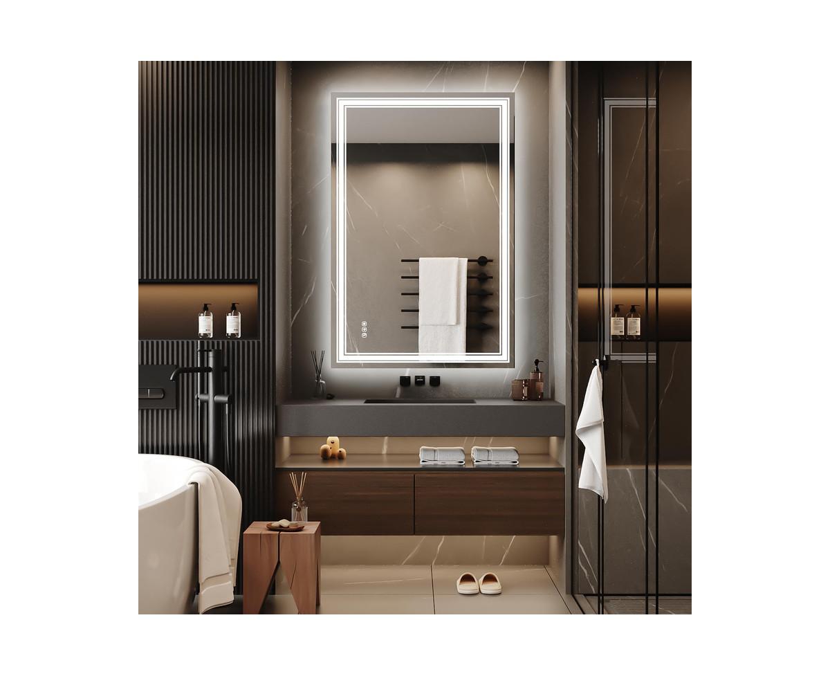Garmin 48x32 Led Bathroom Mirror with Lights,Anti-Fog,Dimmable,Backlit + Front Lit,Memory,Bathroom Vanity Mirror with Lights,Lighted Bathroom Mirror,3