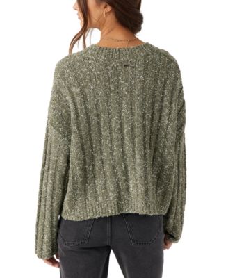 Juniors' Ferris V-Neck Ribbed Cardigan Sweater