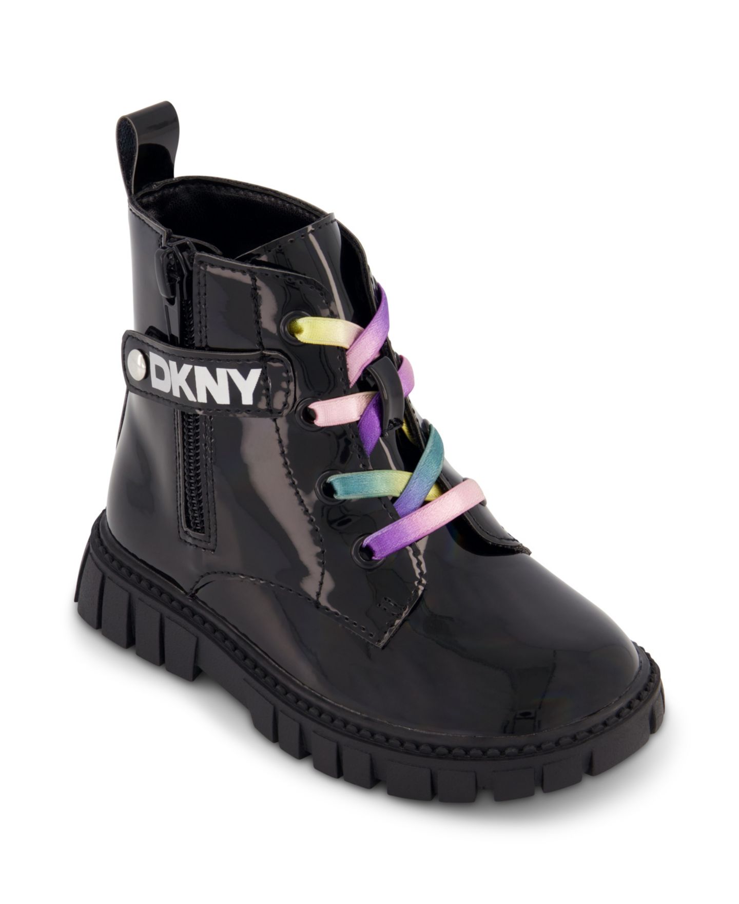 Ботинки DKNY Carrie Side Zipper Lug Boot для девочек-малышей, цвет: Чёрный — фото 1
