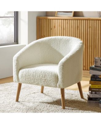Modern Sebastian 30"W Boucle Armchair Solid Wood Leg