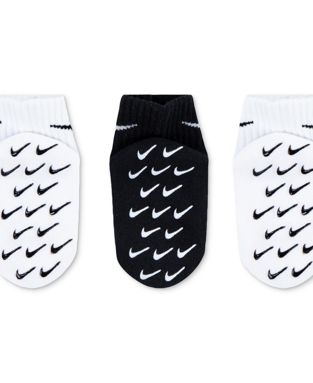 Nike Baby And Toddler Logo Gripper Ankle Socks, 3 Pack In White