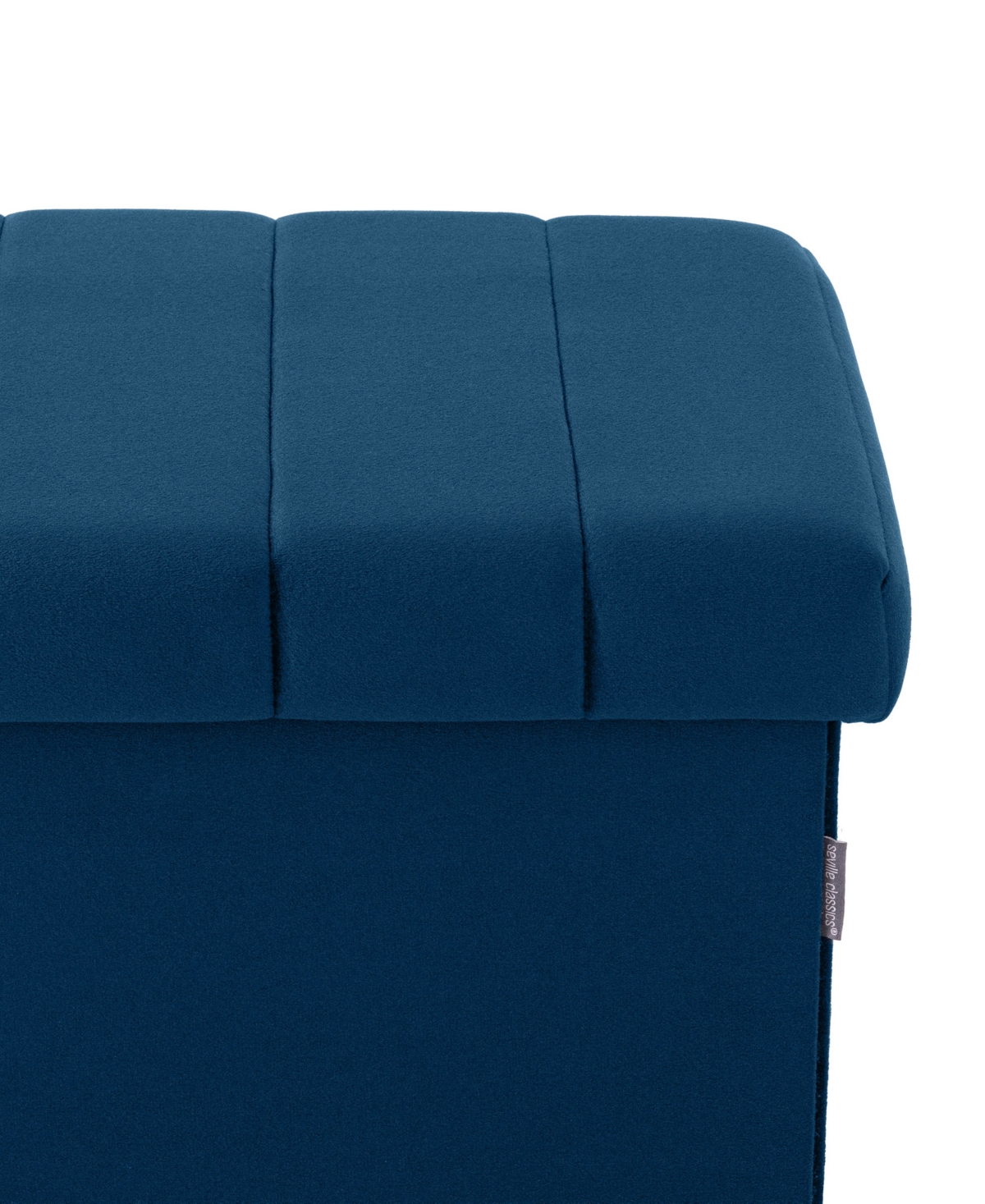 Seville Classics Tufted Storage Trunk Ottoman In Blue