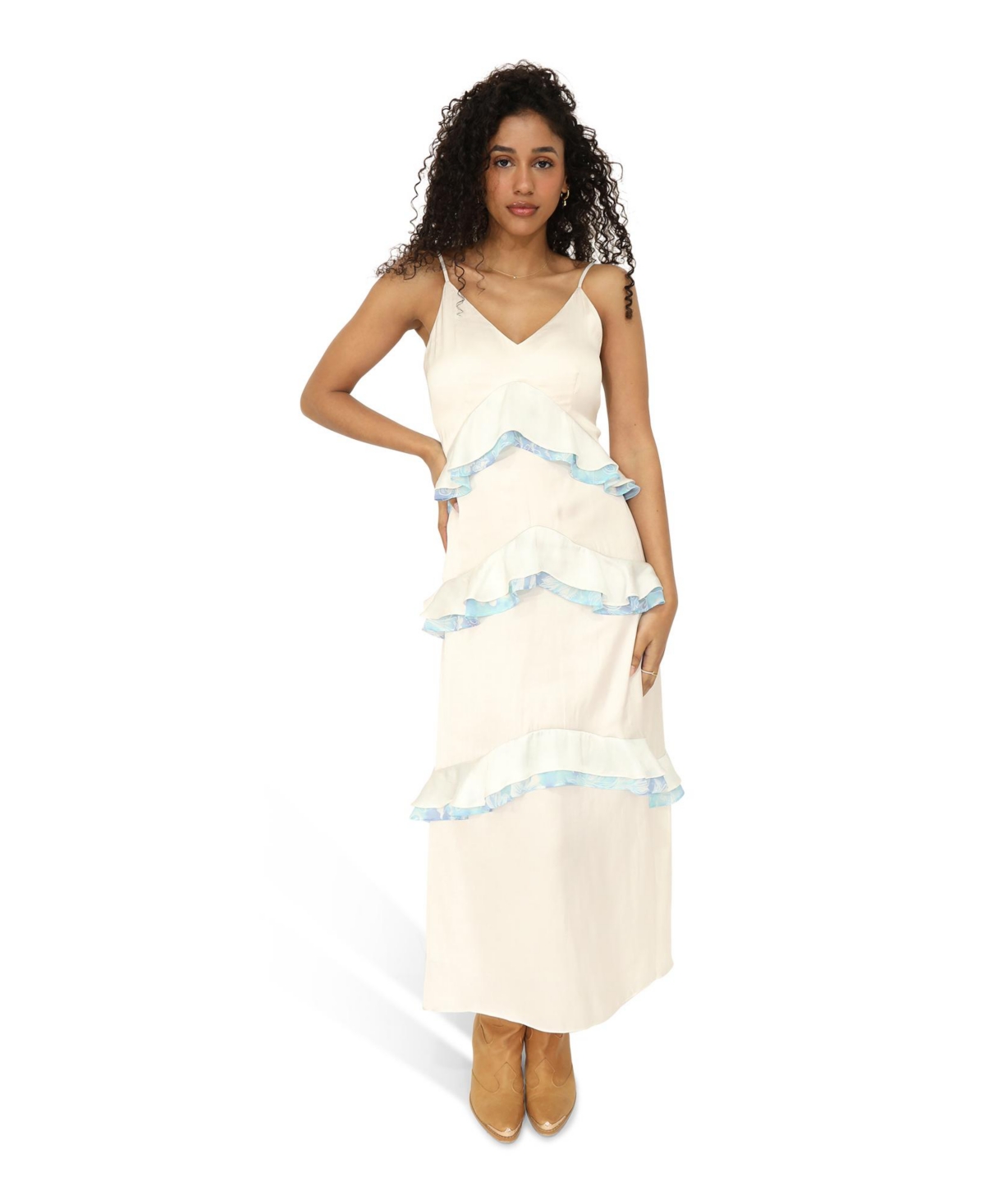 Lovely Day Ruffle Maxi Dress - White