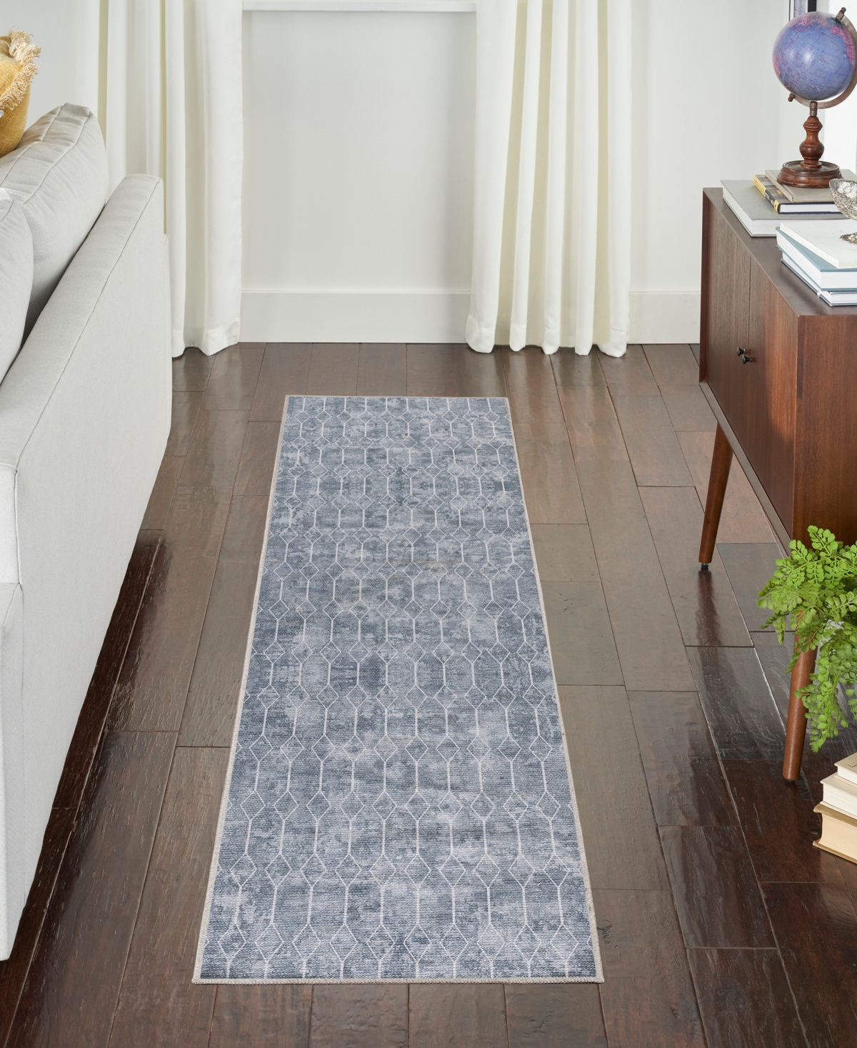 Nicole Curtis Machine Washable Series 1 SR107 2'2''x10' Area Rug - Gray