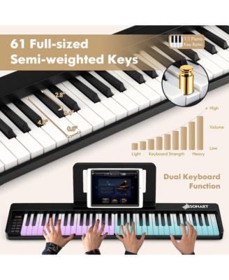 61 Key Full Size Folding Piano Semi-Weighted Keyboard MIDI Wireless Connection