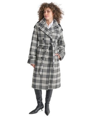 DKNY - Women's Wool Blend Double-Breasted Wrap Coat
