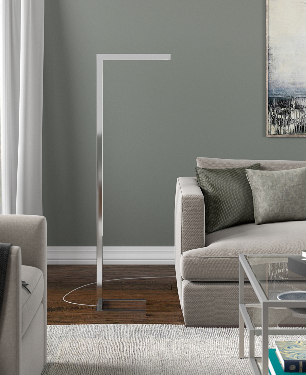 Hudson & Canal 52" Metal Malin Tall Integrated Led Floor Lamp In Polished Nickel
