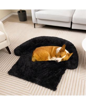 Plush Calming Dog Couch Bed with Anti-Slip Bottom Plush Mat for Small Dogs & Cats