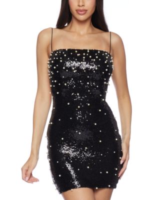 B Darlin - Juniors' Embellished Open-Back Bodycon Dress