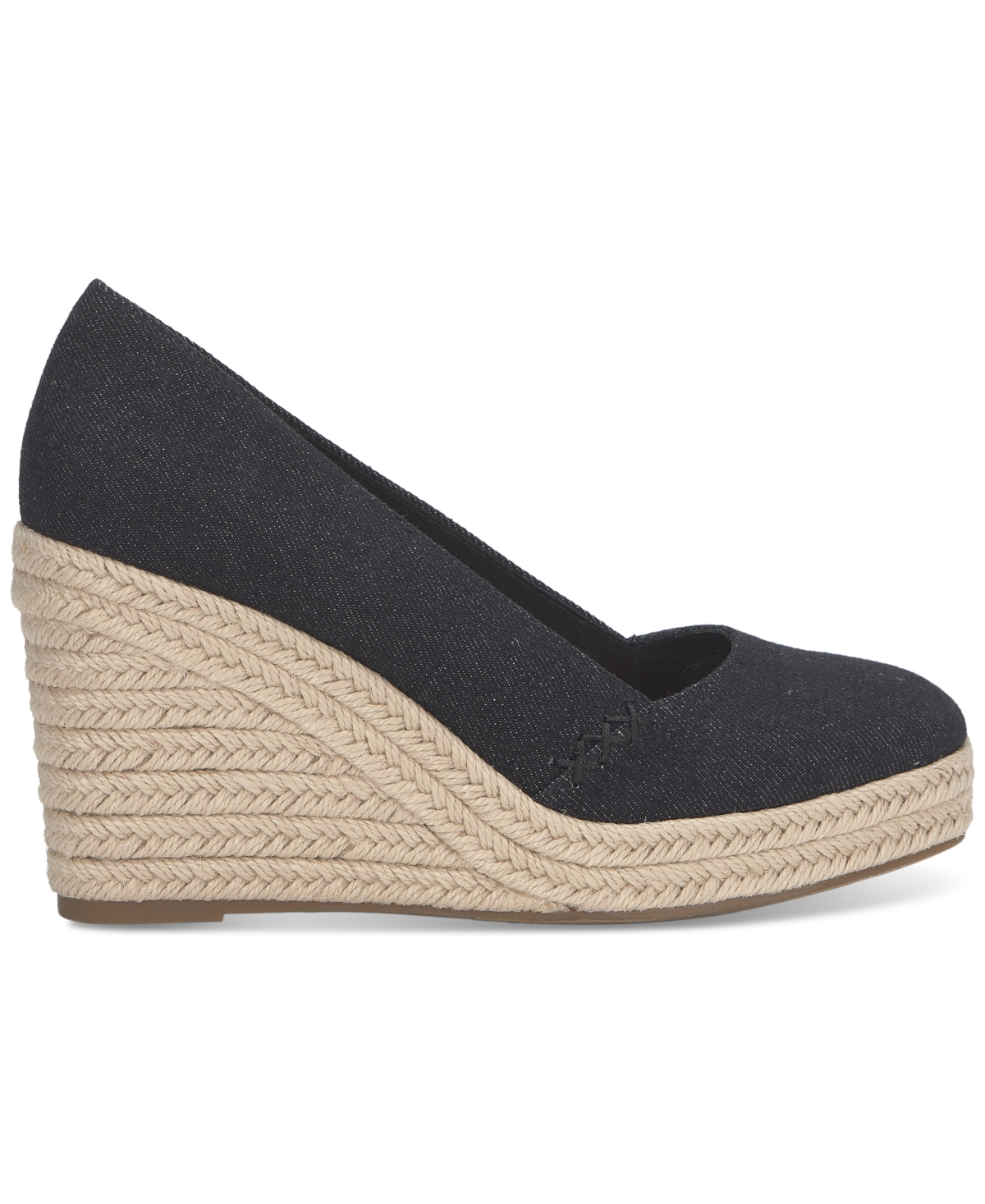 Lucky Brand Imula Platform Wedge Espadrille In Black Denim