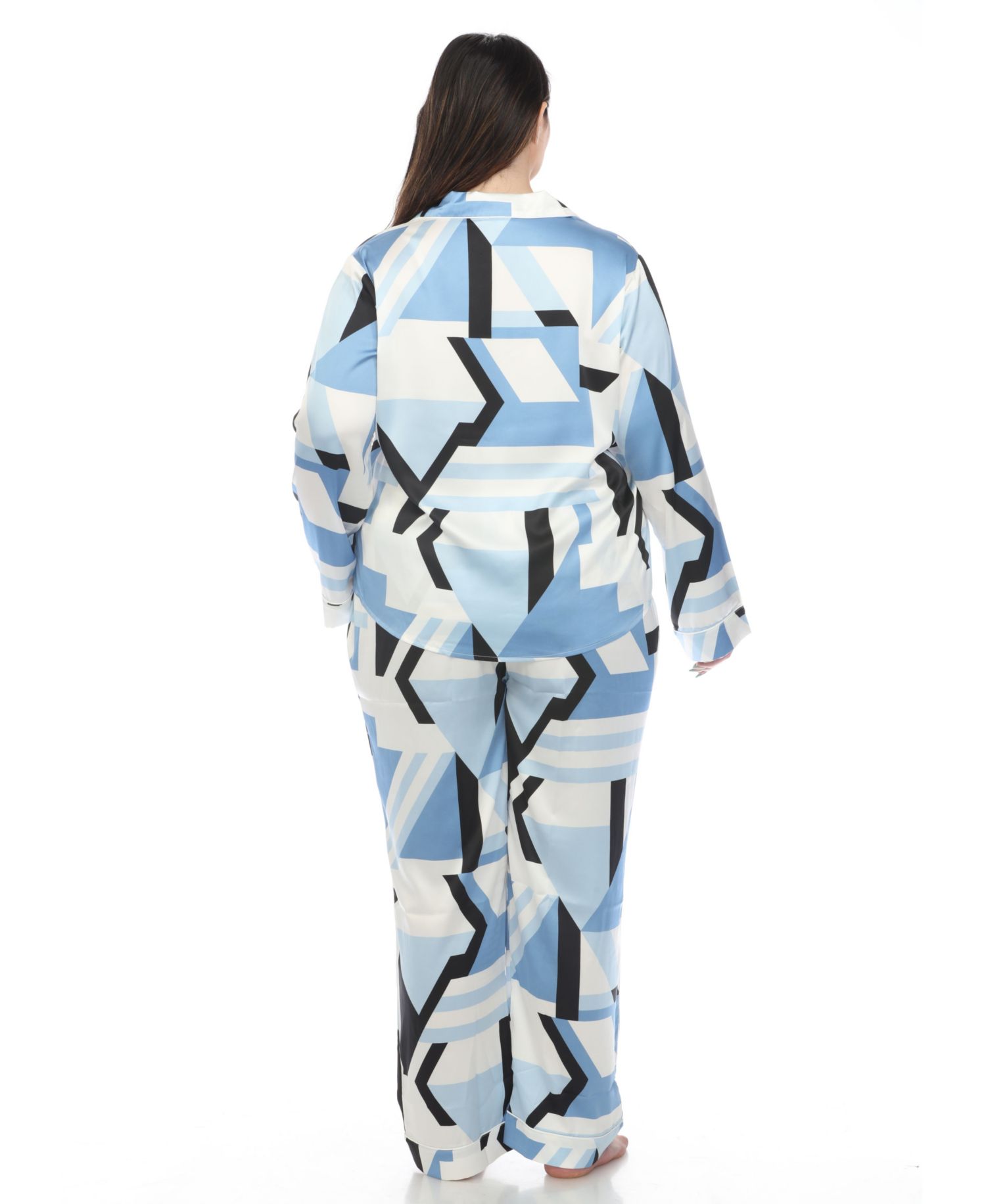 Plus Size Printed Satin Pajama Set