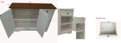 Kitchen Sideboard Buffet Storage Cabinet with 2 Drawers and 3 Doors for Kitchen Dining Room (White/Walnut)