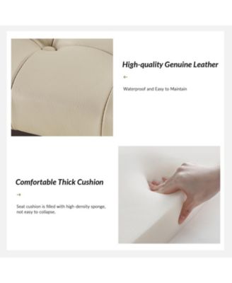 Anahli 50.5'' W Modern Genuine Leather Bench with Button-tufted and Metal Legs