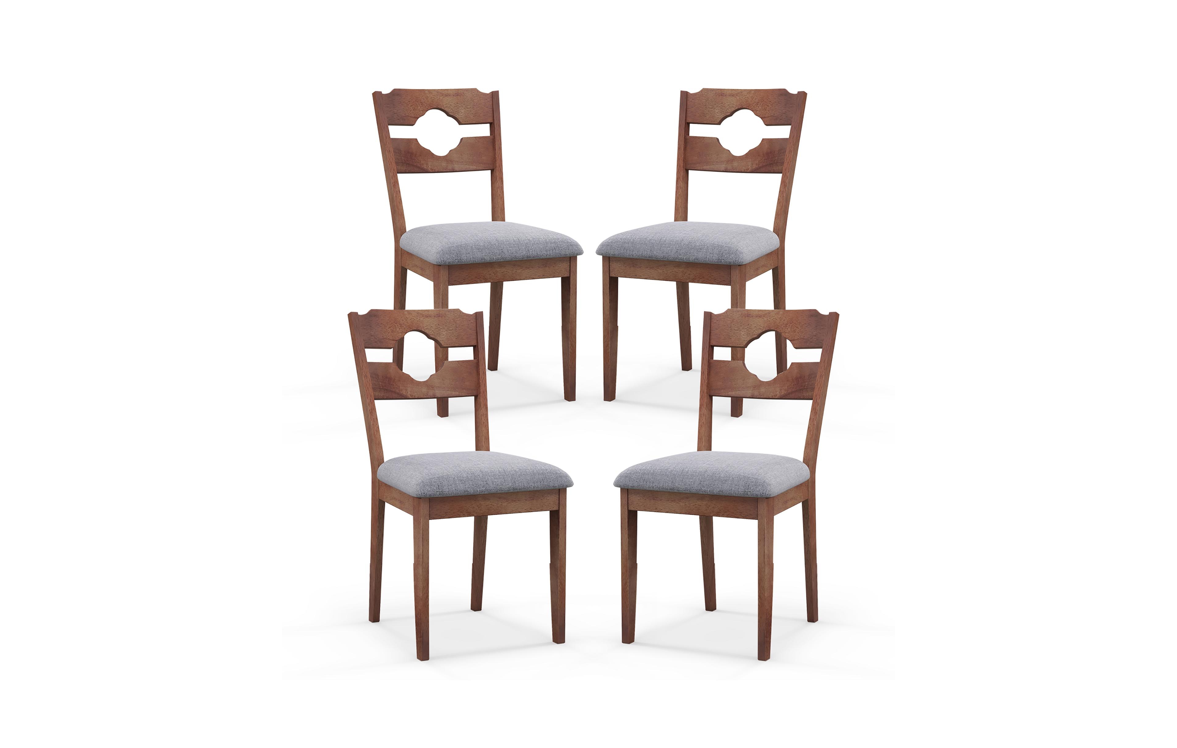 Gymax Set of 4 Dining Chair w/ Padded Seat High Back Rubber Wood Frame Kitchen Chairs