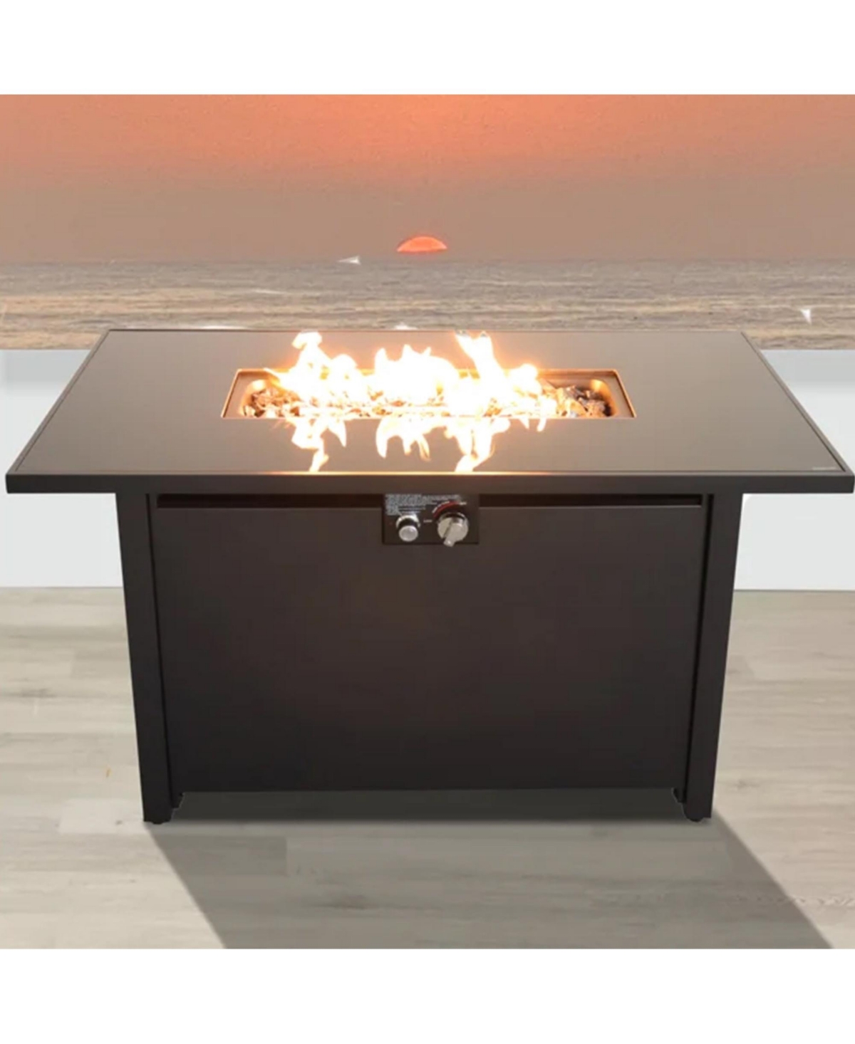 Mondawe H x W Steel Outdoor Fire Pit Table with Lid