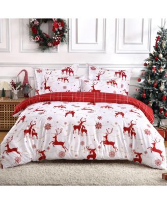 3 Pieces Christmas Holiday Bedding Duvet Cover Set, Queen