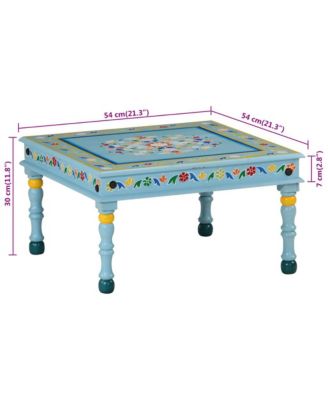 Coffee Table Turquoise Hand Painted Solid Wood Mango
