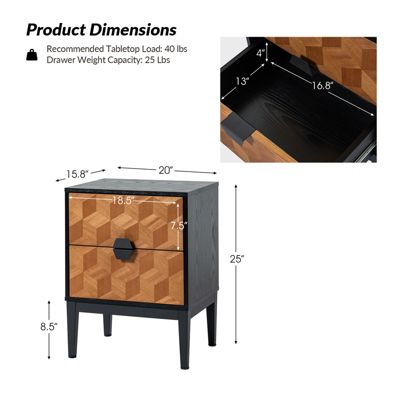 Modern Apakah 25" Tall 2-Drawer End Table