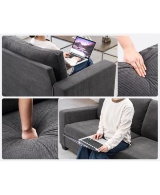 83 Inch Couch for Living Room Sofa, 3 Seater 3 Seater Couch Modern Sofa Deep Couch, Corduroy Comfy Couch, Lounge Cozy Sofa for Living Room Apartment Small Space, Office,Dark Gray