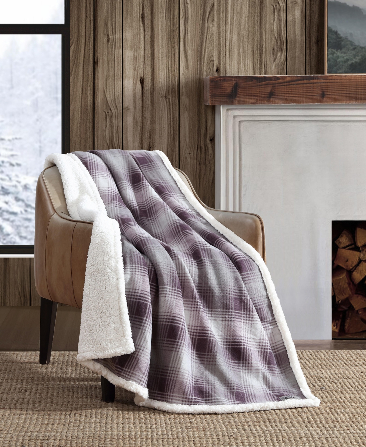 Eddie Bauer Nordic Plaid Ultra Soft Plush Fleece Reversible Oversized Throw, 70" x 50"