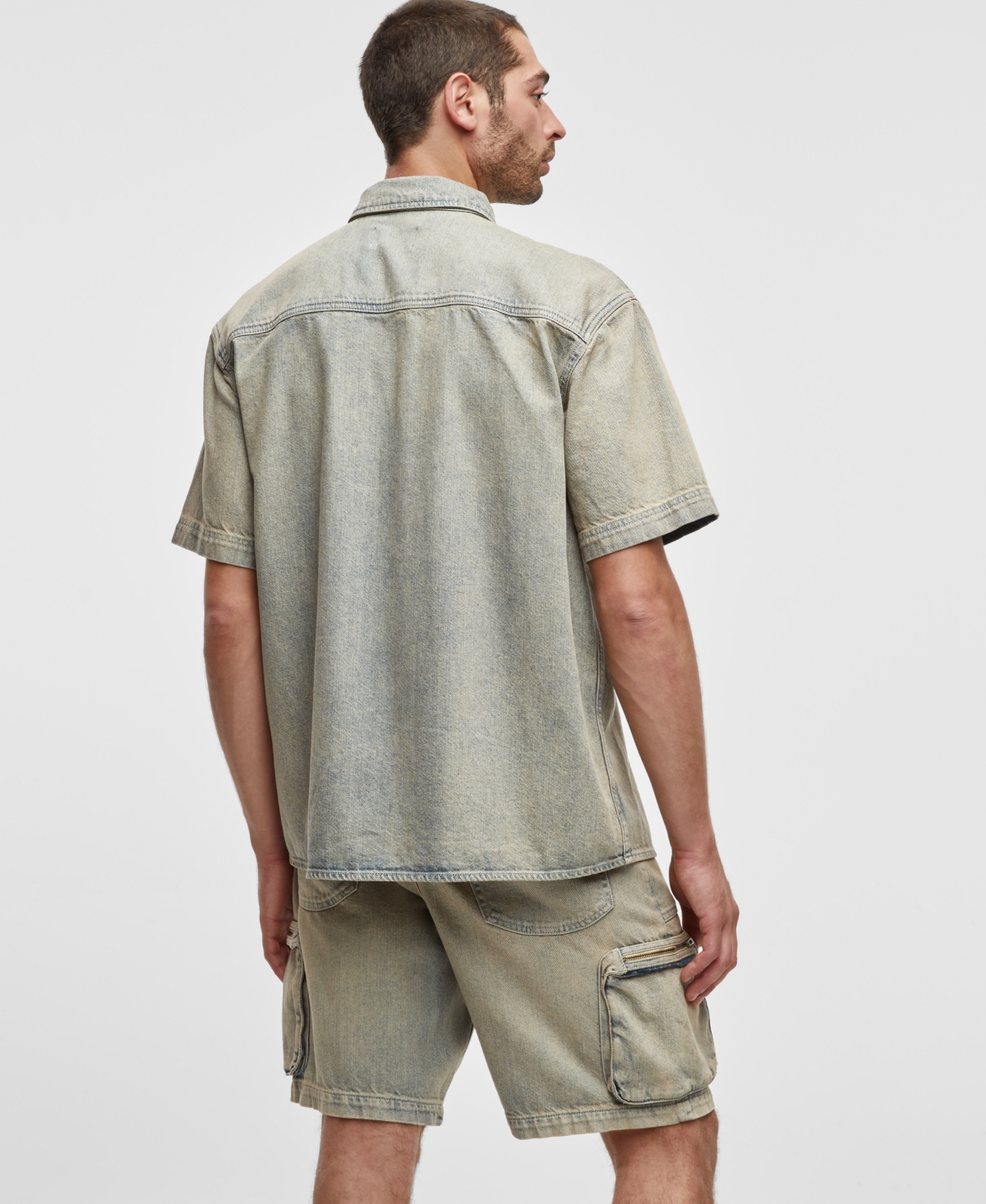 Mode of One Men'sShort-Sleeve Denim Shirt, Exclusively at Macy's - Morell