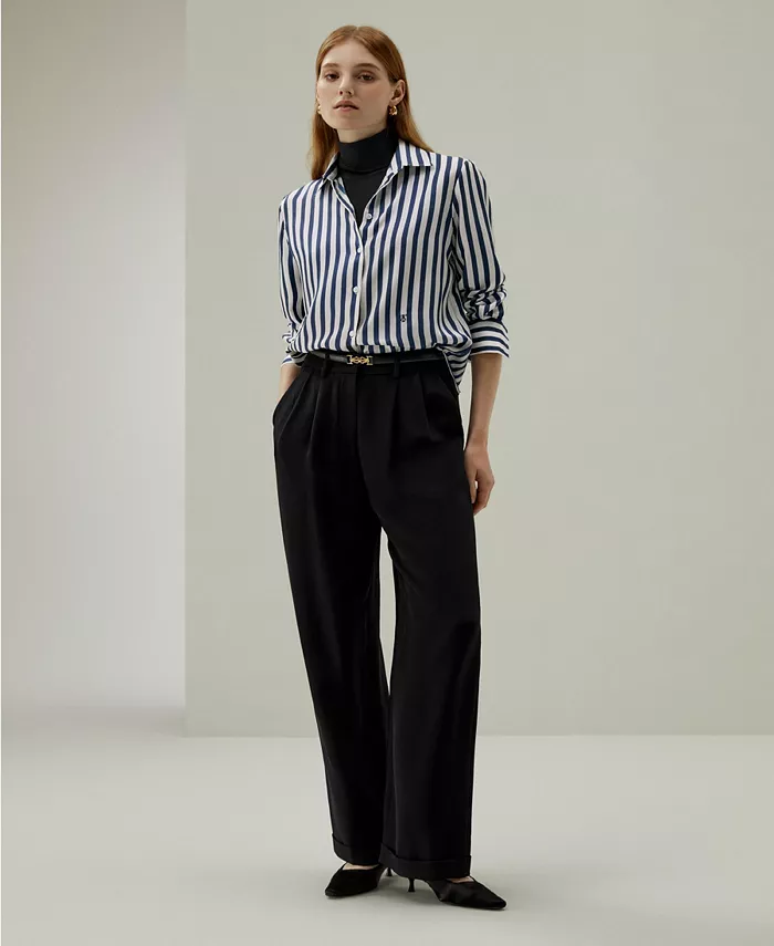 Women's Classic Striped Silk Regular Fit Shirt - thumbnail 8