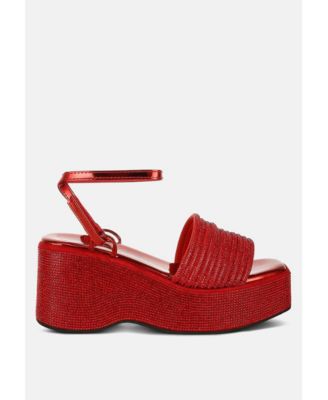 Womens Swifties Rhinestone Embellished Lace-Up Sandals