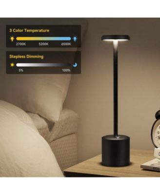 Litake Black Table Lamp,3 Color Stepless Dimming Cordless Table Lamp,Portable LED Desk Lamp,5000mAh Battery Operated Bedside Lamp for Nightstand,Restaurant,Bar,Camping,Cofe,Outdoor Light 1 Pack