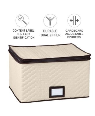 Quilted Microfiber Wine Glass Storage Box with Dividers