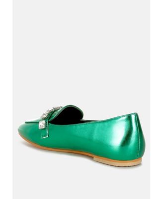 Celosia Metallic Diamante Strap Loafers