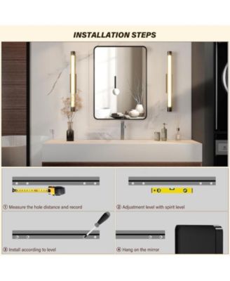 Bathroom Mirror, Black Wall Mirror, 24x36 Rectangle Mirror for Wal, Black Mirror for Bathroom, Environmentally Friendly Resin Mirror, Anti-Rust, Hangs Horizontally or Vertically