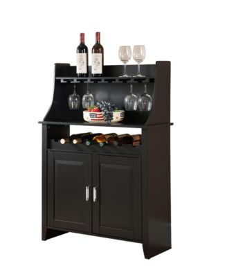 Wood Wine Rack Buffet & Storage Cabinet (Black)
