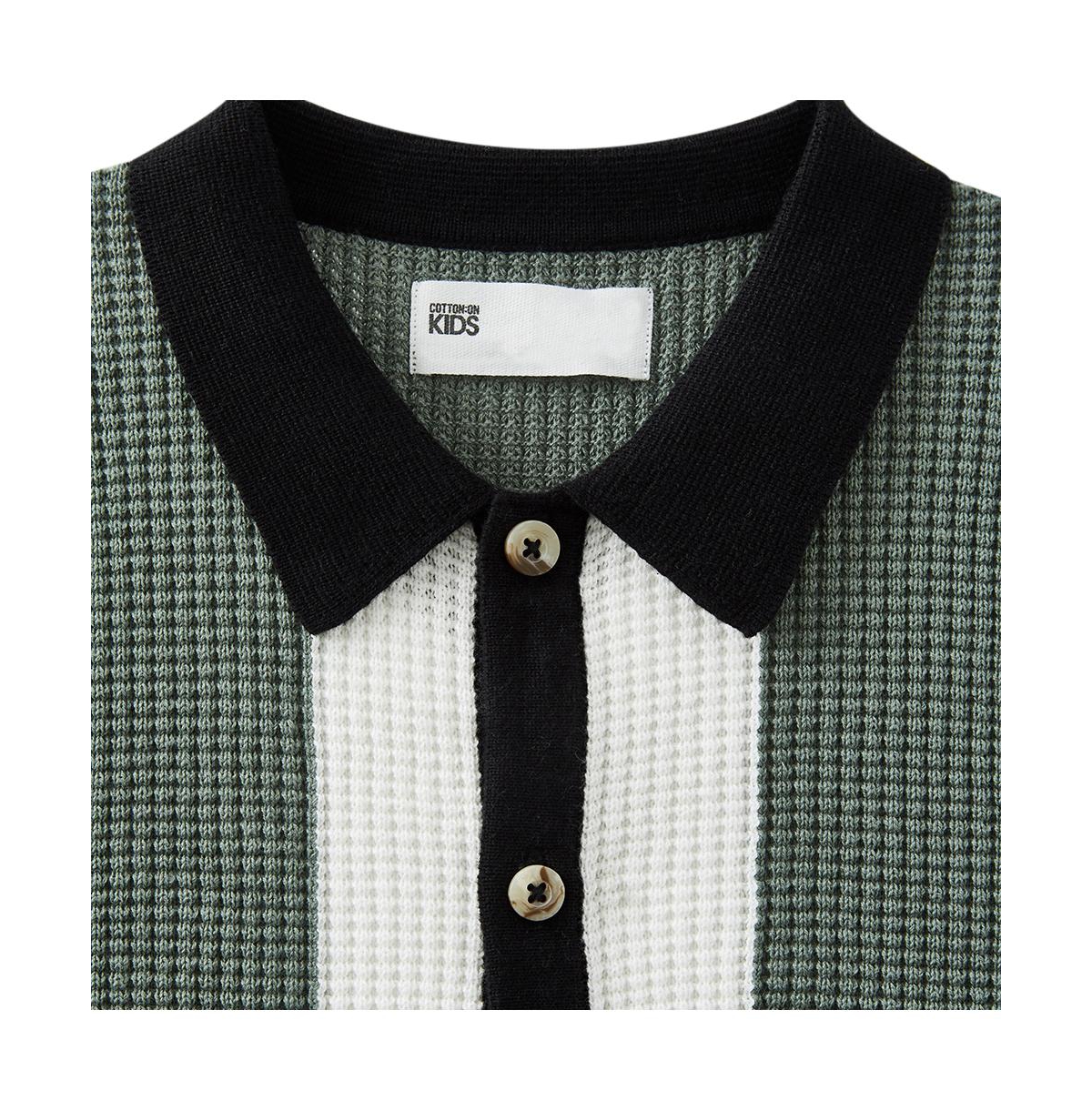 Cotton On Boys Knitted Short Sleeve Shirt -border stripe