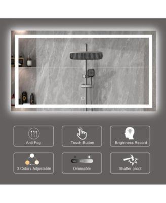 LED Bathroom Mirror with Lights 48 x 36 Inch/60x36 Inch LED Vanity Mirrors Wall Mounted Dimmable Front Lighted Anti-Fog Makeup Mirror for Bedroom 48 x 36 inch