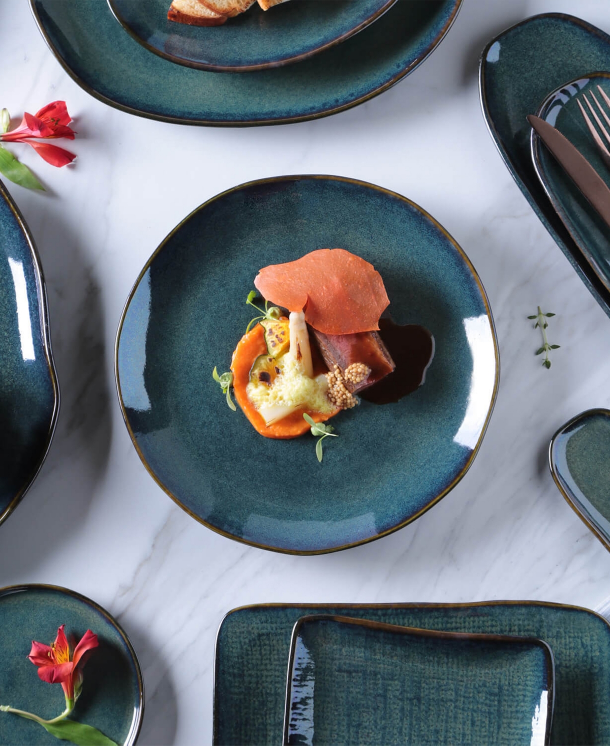 Porto Brasil Medium Shallow 11" Oval Platters, Set Of 4 In Oceano
