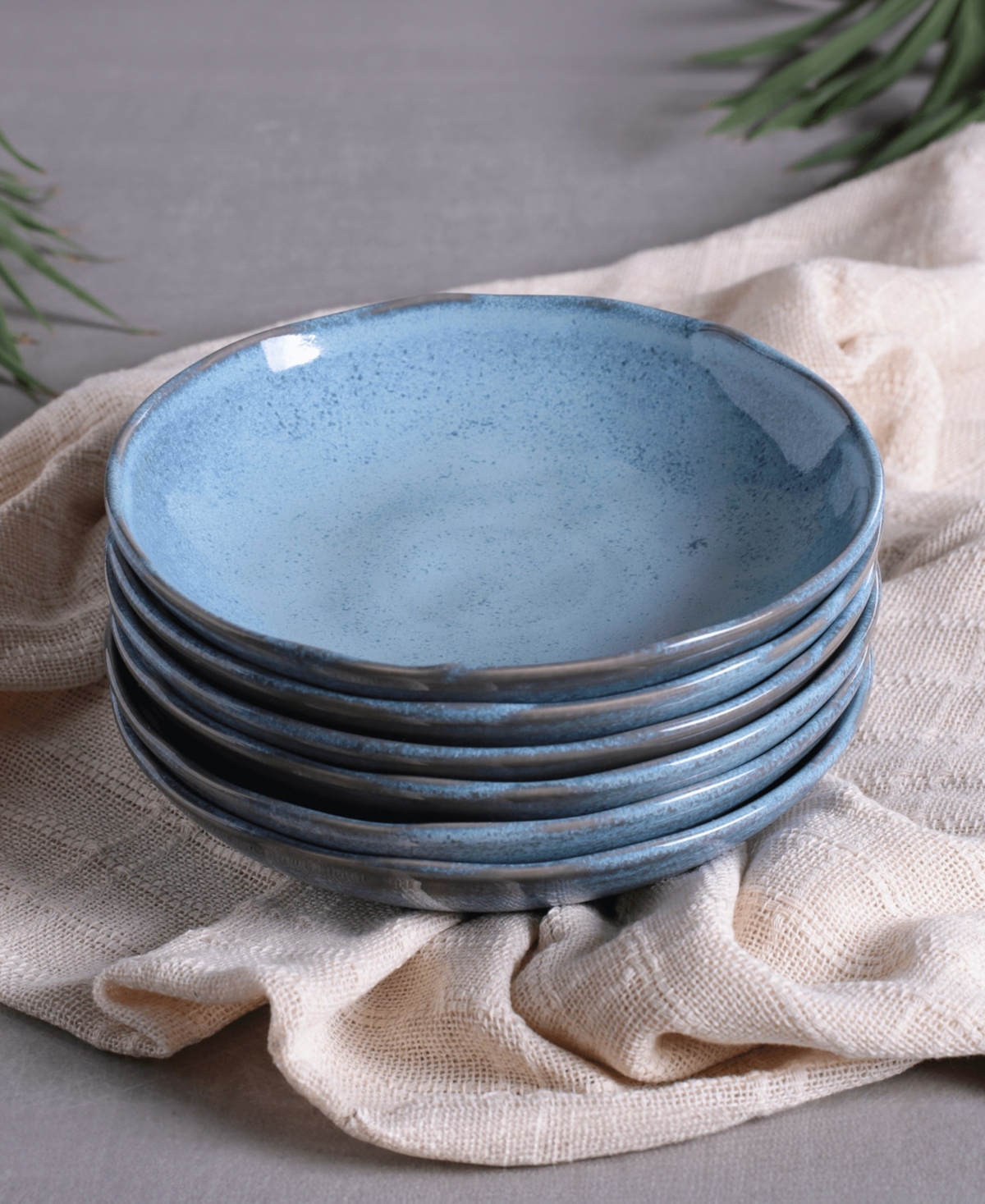 Porto Brasil Stoneware Salad Bowls, Set Of 6 In Breeze