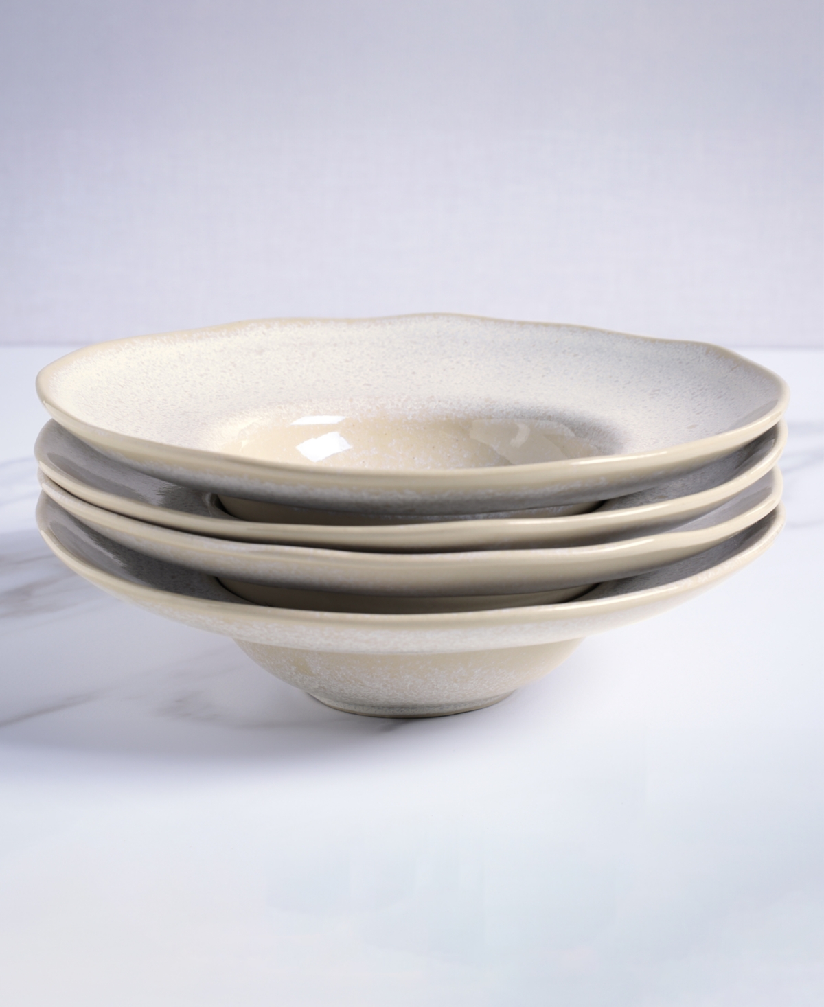 Porto Brasil 11.02" Stoneware Deep Rim Plates, Set Of 4 In Latte