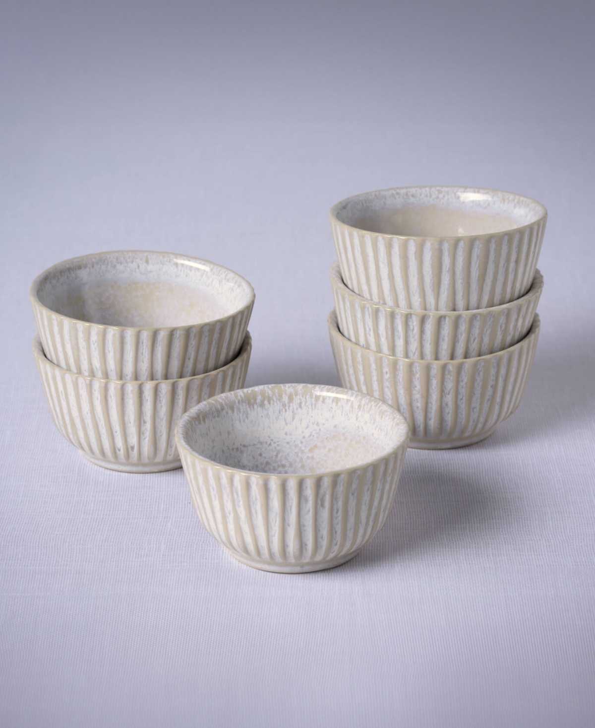 Porto Brasil Stoneware Linhas Ramekins, Set Of 6 In Latte