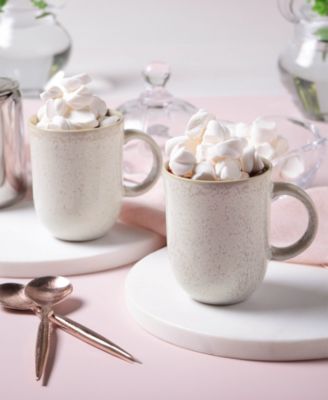 Stoneware Coup Mugs, Set of 4