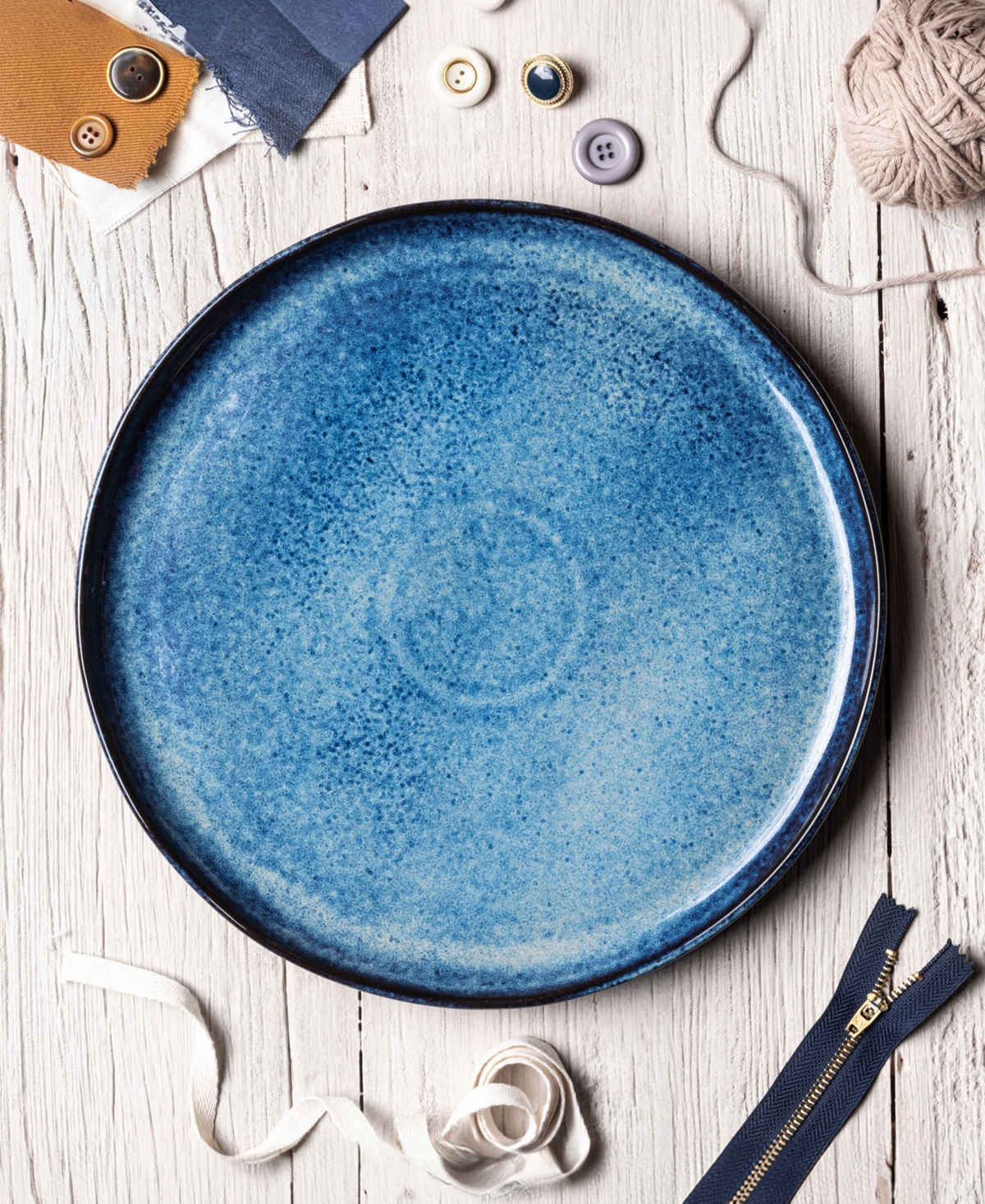 PORTO BRASIL STONEWARE BUFFER DINNER PLATES, SET OF 6 