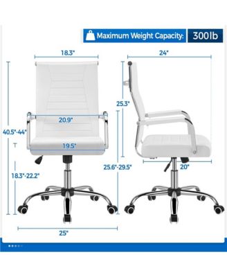 360° Swivel Mid-back Modern Faux Leather Office Desk Chair with Chrome-plated Metal Base and Covered Armrests, White