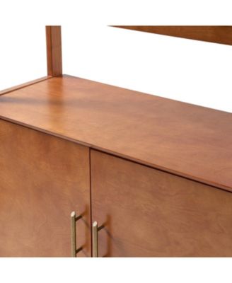 Augusto Mid-century Modern 76'' H x 36'' W Solid Wood Ladder Bookcase with Solid Wood Legs