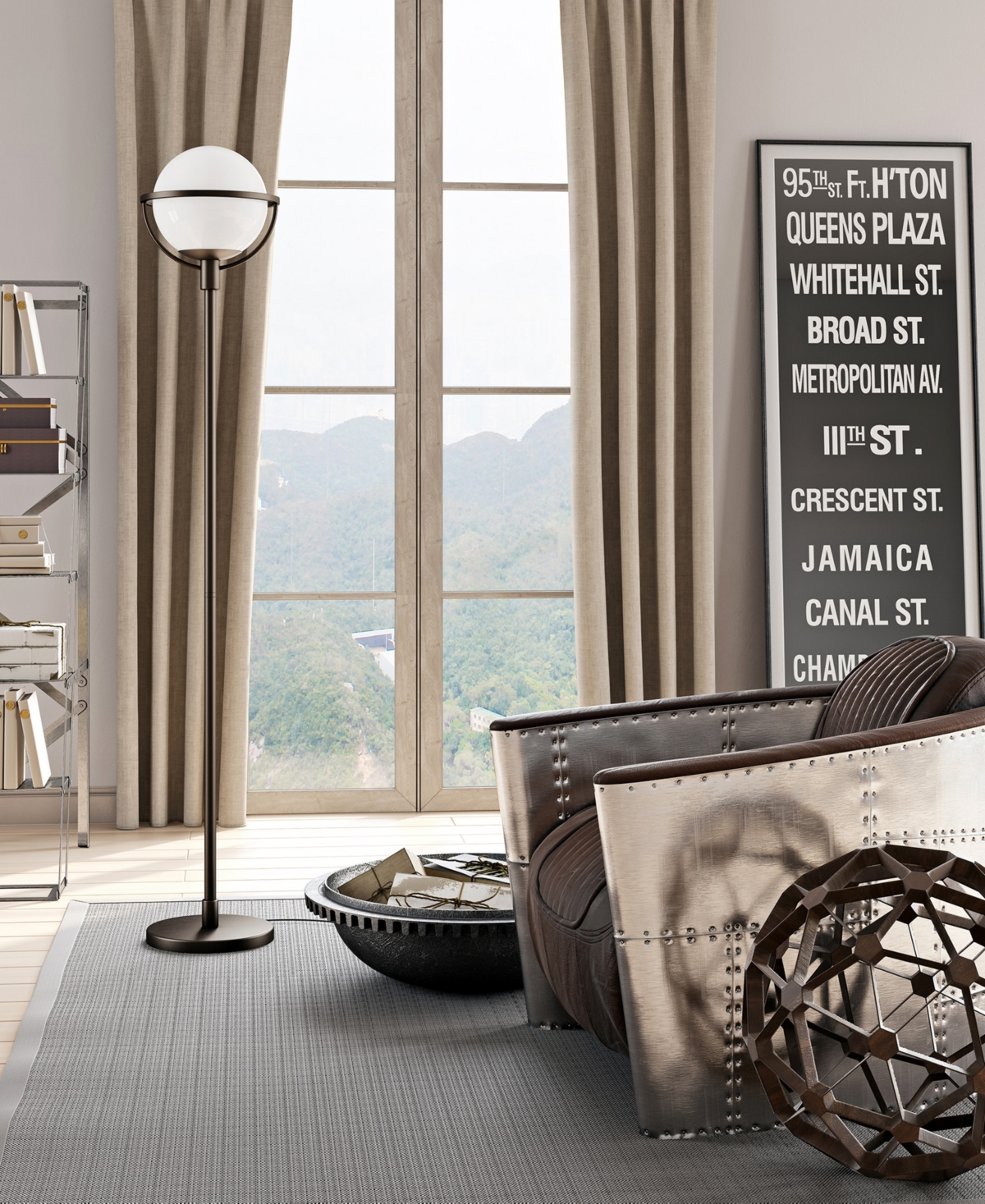 Hudson & Canal 68.5" Metal Cieonna Globe & Stem Floor Lamp In Blackened Bronze