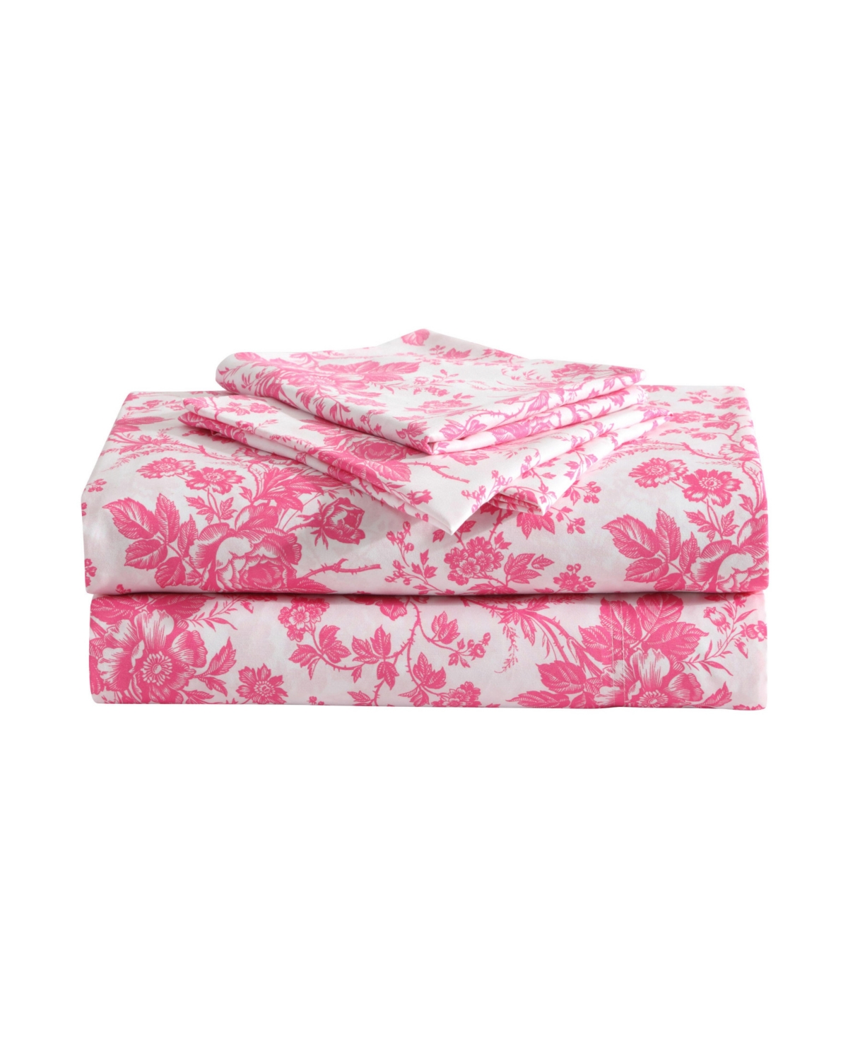 Shop Betsey Johnson Printed Microfiber 3 Piece Sheet Set, Twin In Hot Pink Toile