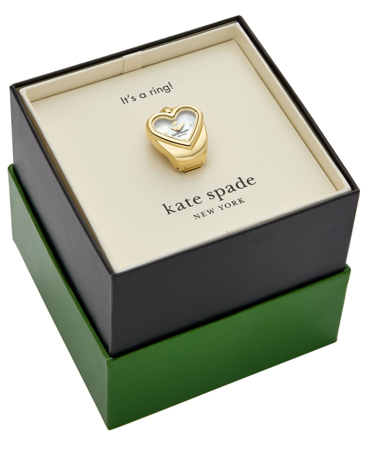 Kate Spade Women's Monroe Heart Three-hand Gold-tone Stainless Steel Ring Watch, 22mm In Gold-tone