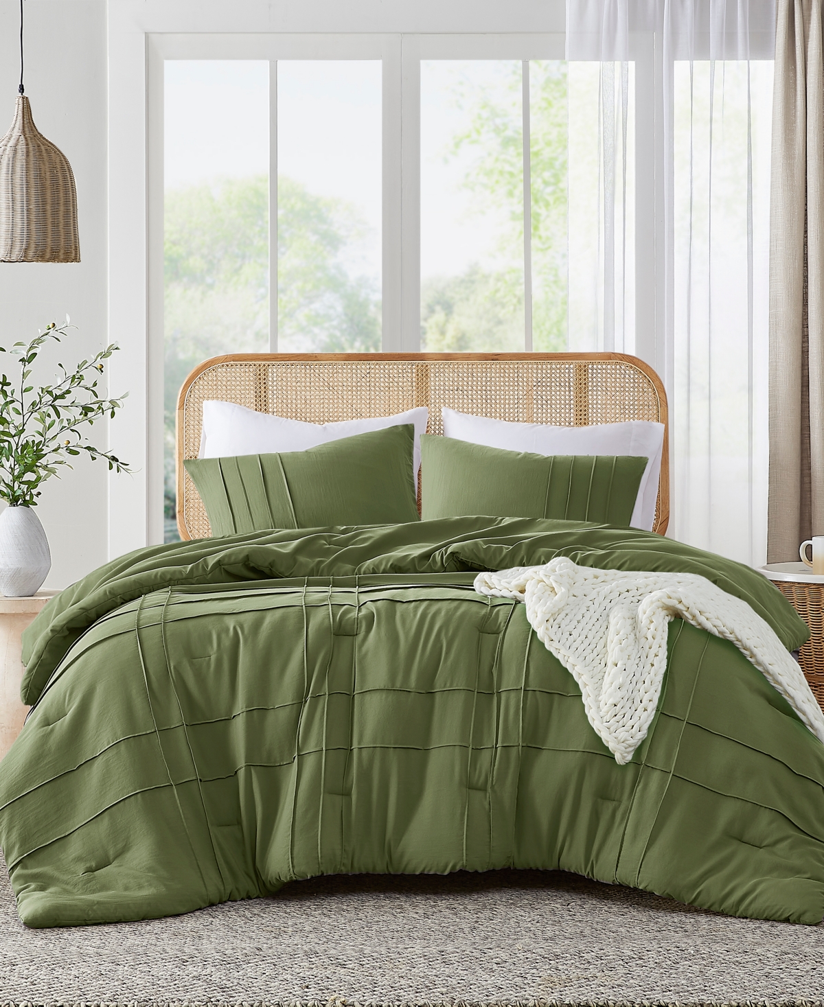 510 Design Porter Pleated 3-pc. Comforter Set, Queen In Olive Green
