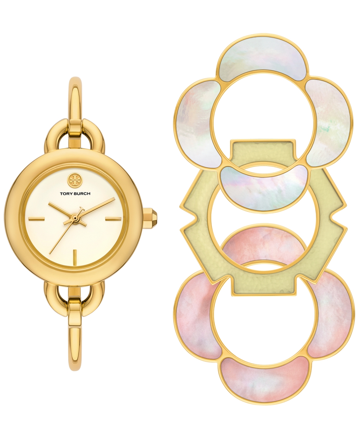 Tory Burch Women's The Kira Gold-tone Stainless Steel Bangle Bracelet Watch 27mm Gift Set In Gold