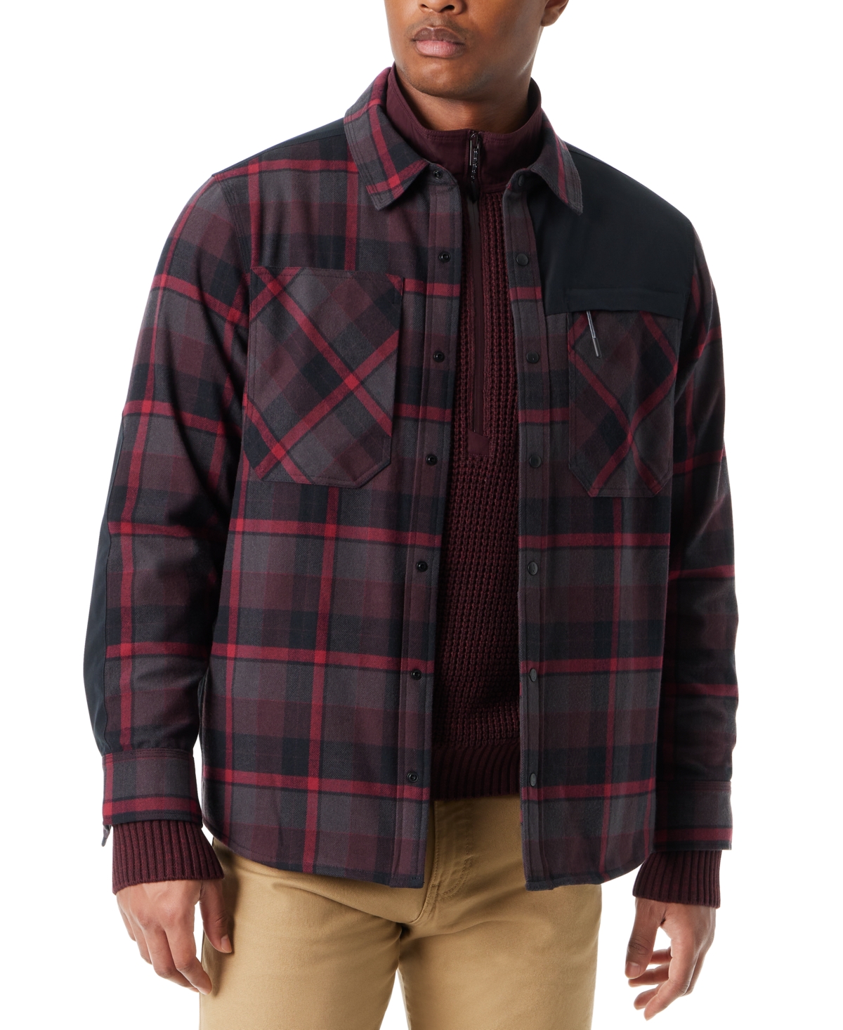 Men's Utility Brushed Twill Shacket - Cabernet