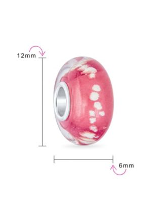 Murano Glass Charm Bead Sterling Silver Core Green Pink Blue Aqua Red Ocean Spacer